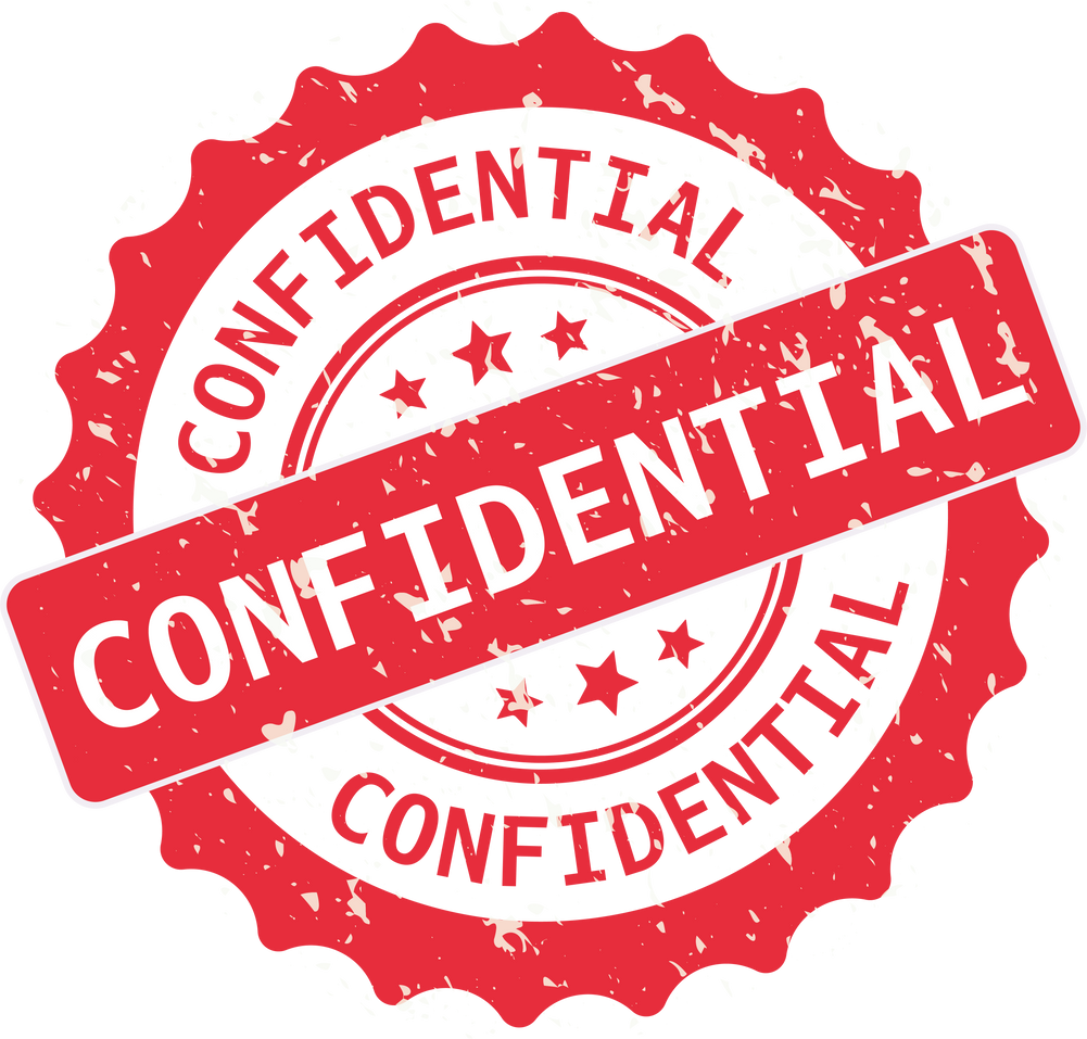 Confidential stamp. Confidential label. Round grunge sign